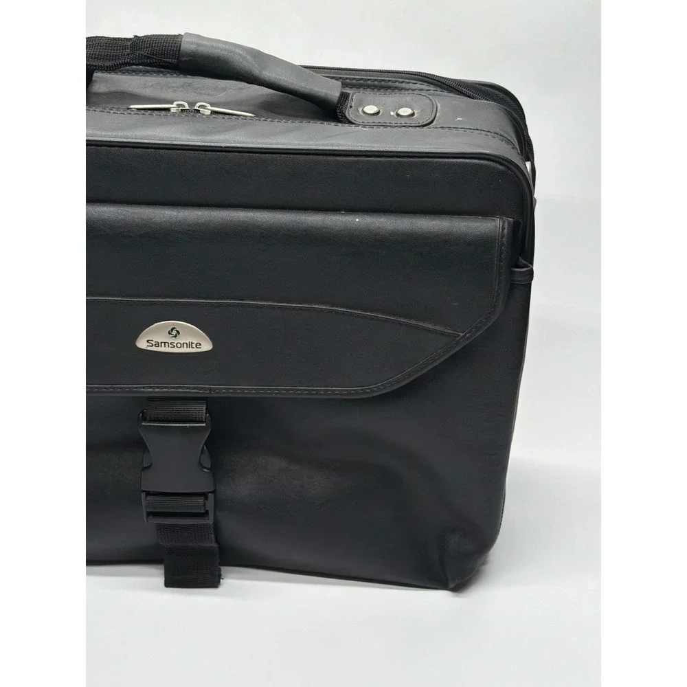 Samsonite Black Faux Leather Laptop Briefcase Business Travel Bag Organizer
